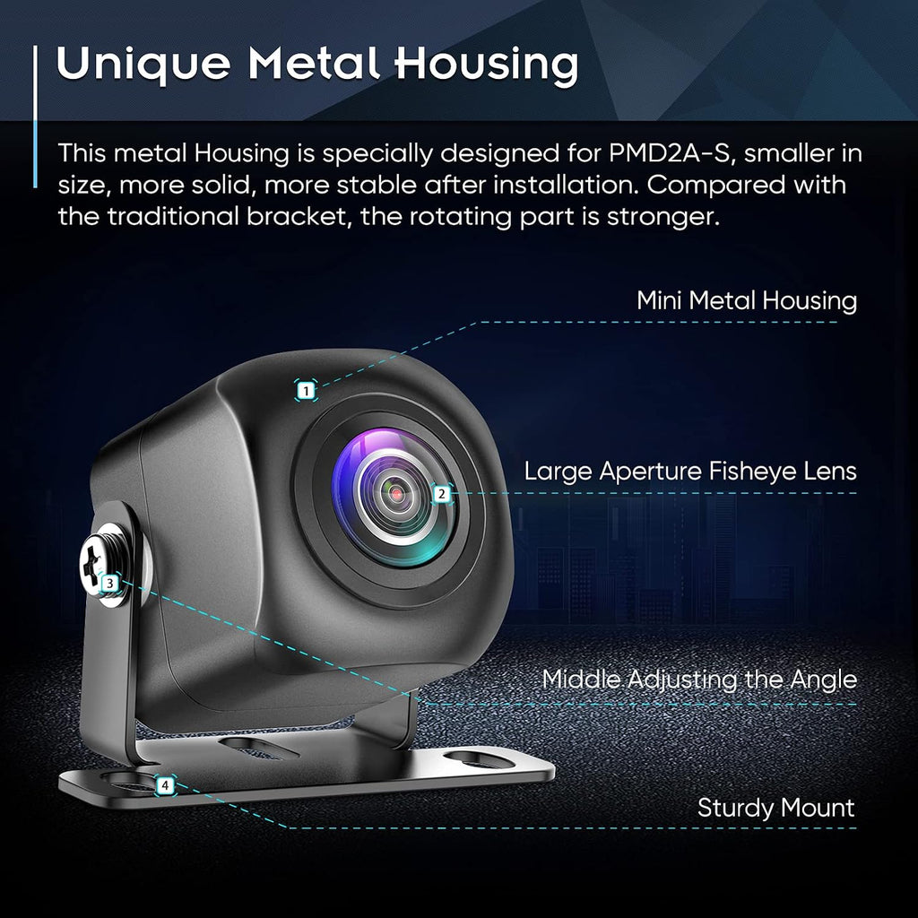 Cámara de respaldo, AHD 1080P de metal de 170 grados gran angular cámara de retrovisión trasera, PMD2A-S visión nocturna transparente IP69, cámara de visión trasera inversa impermeable para