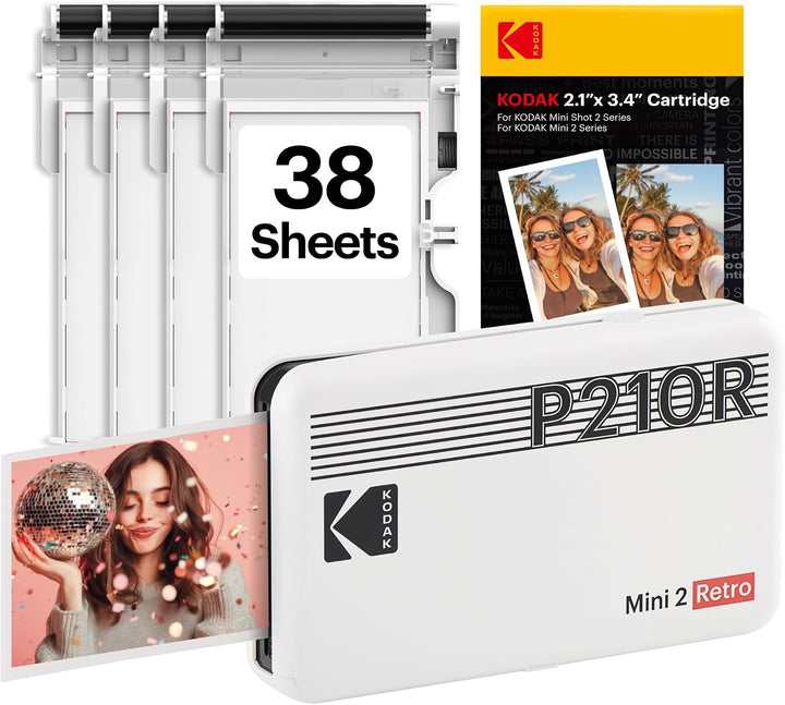 Kodak Mini 2 Retro 4PASS Impresora fotográfica portátil, 2.1x3.4 pu...