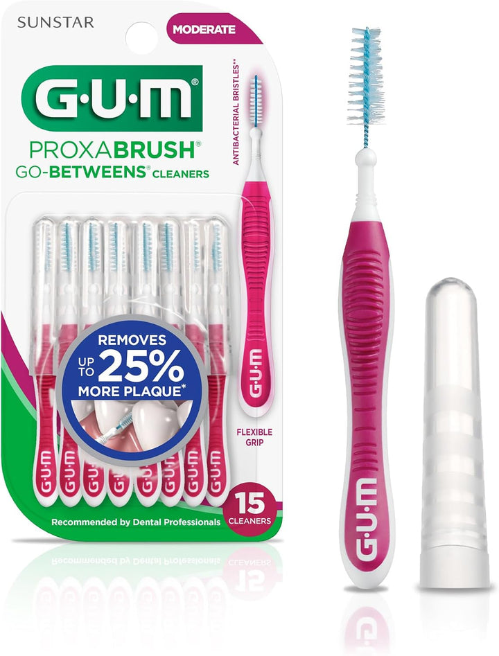 GUM Proxabrush Go-Betweens - Cepillos interdentales moderados, 15 u...