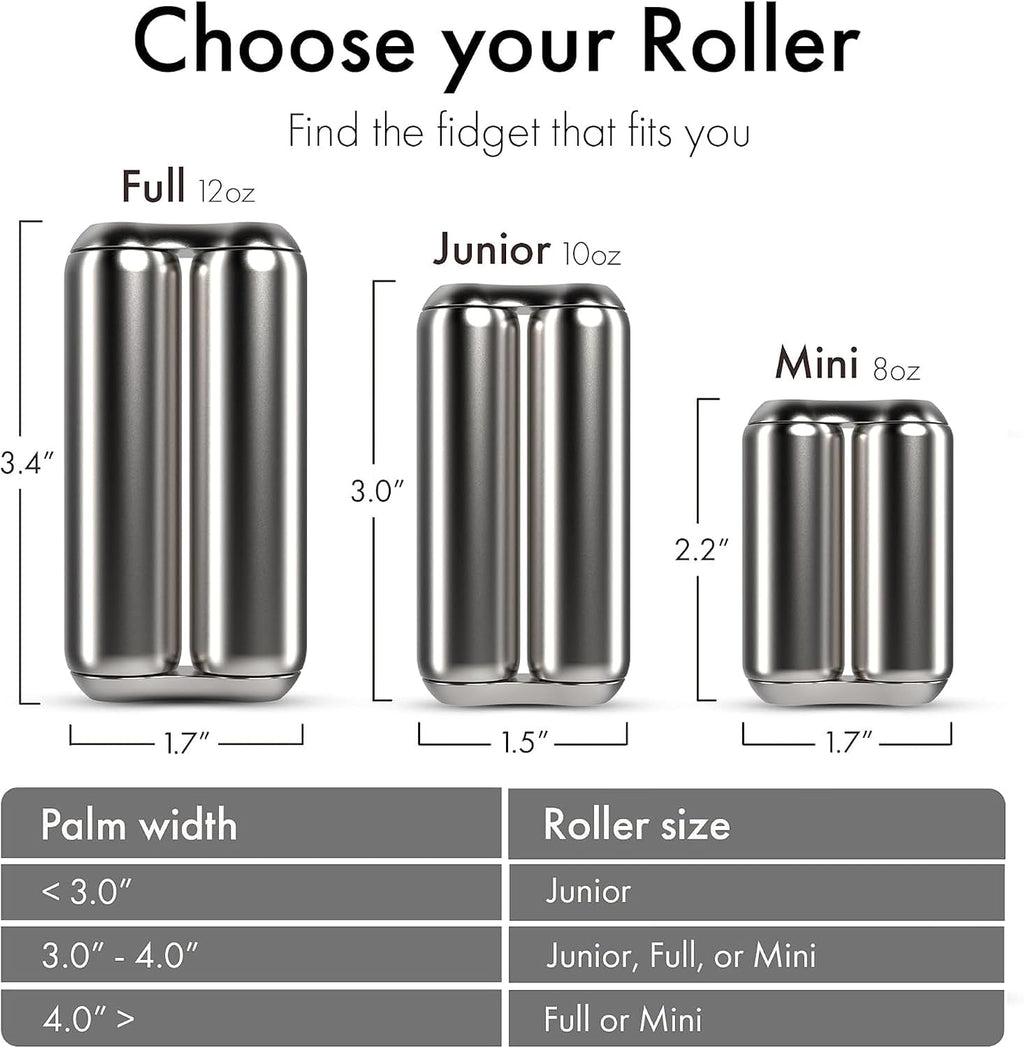 ONO Roller - Fidget Toy de mano para adultos | Ayuda a aliviar el estrés, la ansiedad y la tensión | Promueve la concentración y la claridad | Diseño compacto y portátil (Natural, tamaño mini - Acero inoxidable)