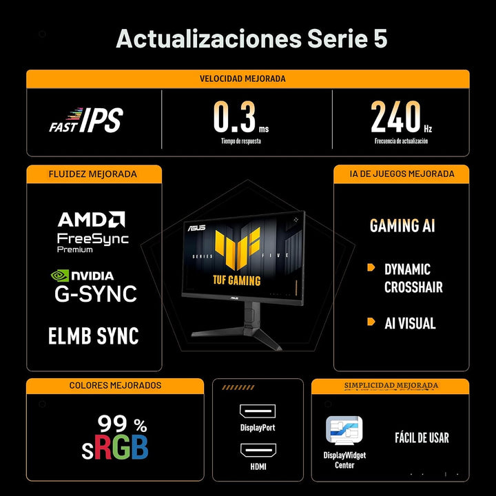 ASUS TUF Gaming Series 5 VG249QML5A - Monitor de 23.8 pulgadas 1080...