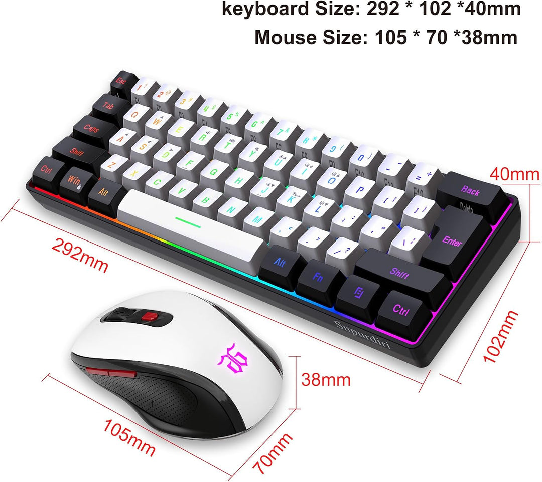 Combinación de teclado y mouse inalámbricos para juegos Snpurdiri 2...