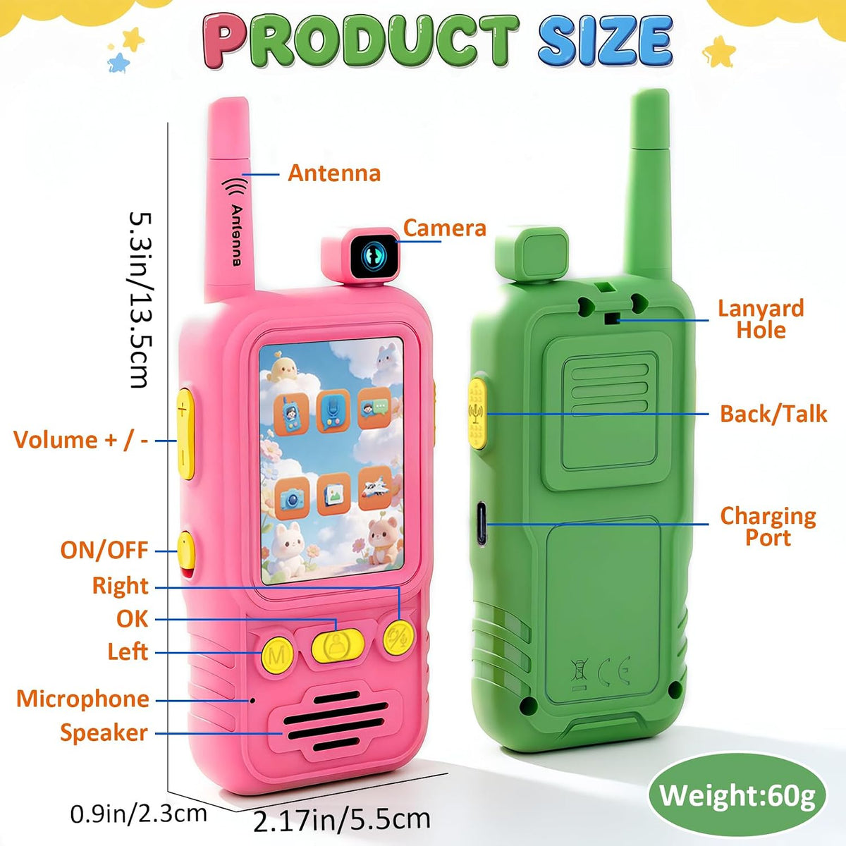 Aikmi Walkie Talkies de video para niños, juguete para niño y niña