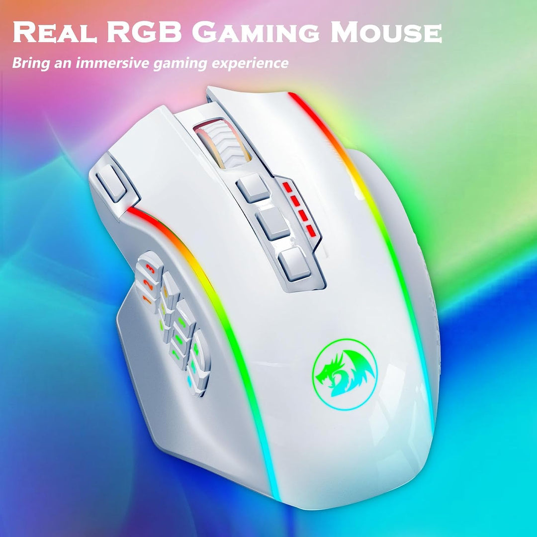 Redragon Ratón inalámbrico para juegos, ratón para juegos MMO UP 16...