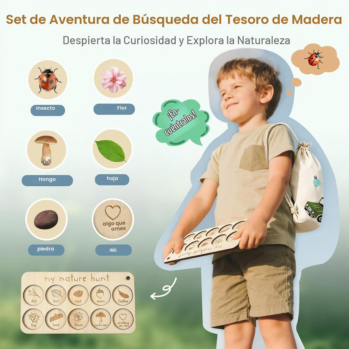 ibwaae Nature Exploration Toys Kit de atrapa insectos para niños de 3 a 8 años, kit duradero para atrapar insectos con caja de lupa y mochila, regalo STEM, juego de caza del tesoro al aire libre con