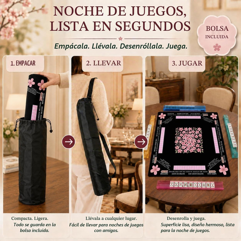 Tapete de Mahjong estadounidense (33 x 33, 0.1 in de grosor, flor de cerezo)