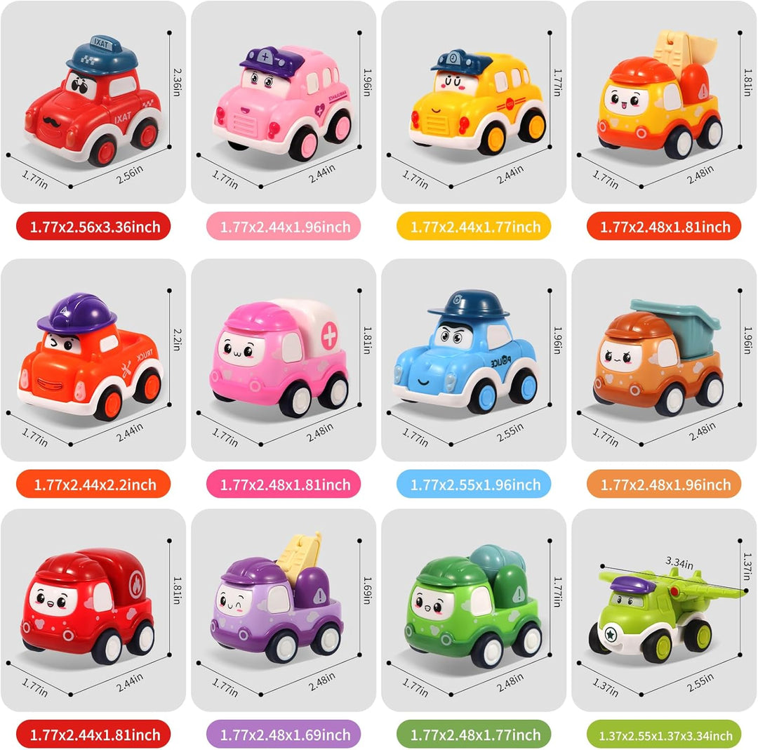 12 piezas de juguetes de coches de tracción para niños de 1 2 3 año...