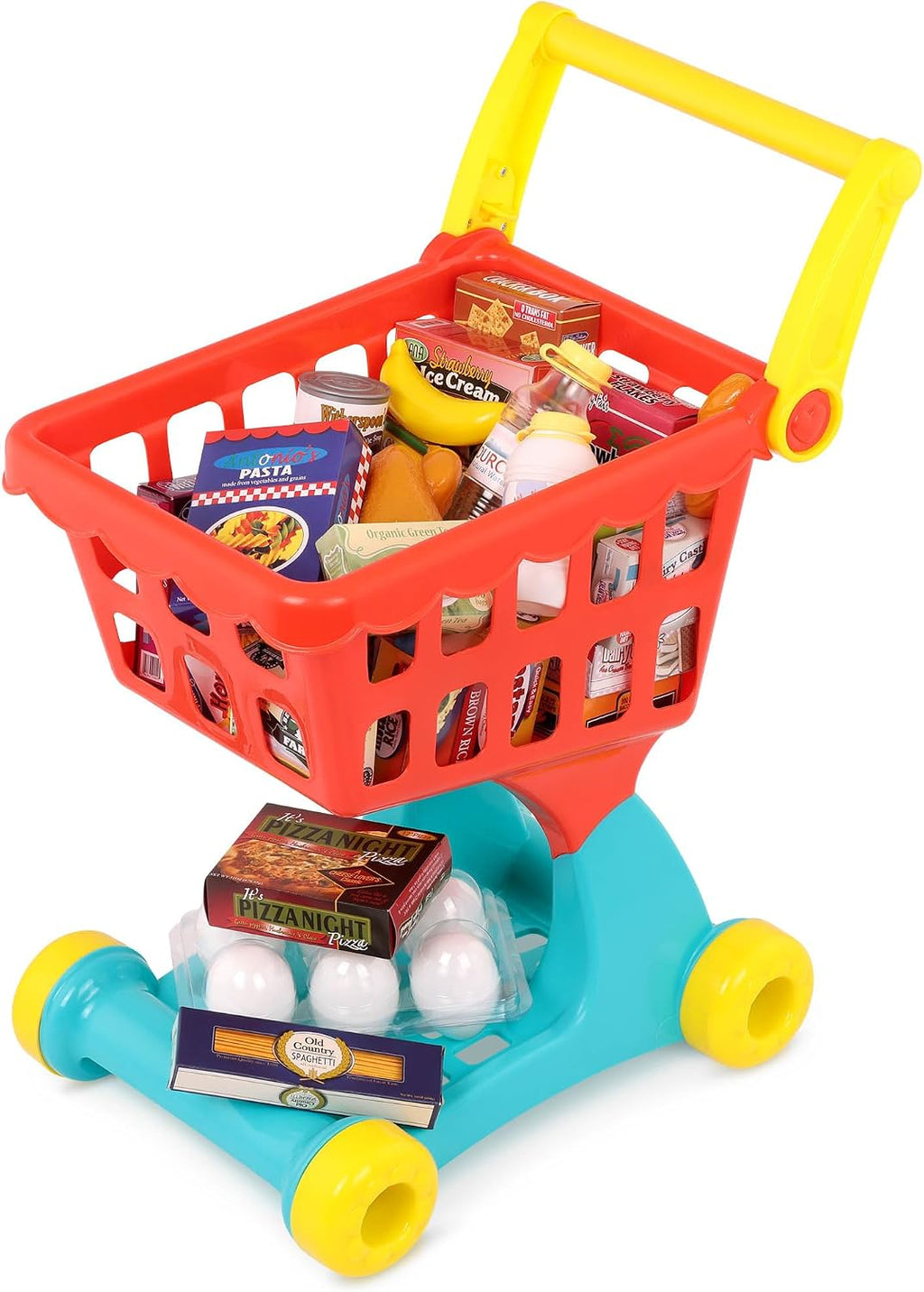 Battat Shopping Day Carrito de Compras Juguete para Juego de Imitación con 29 Alimentos