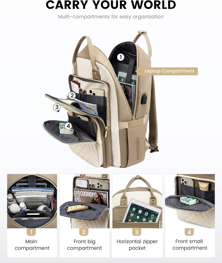 LOVEVOOK - Mochila de computadora portátil para mujer, bolsa de via...