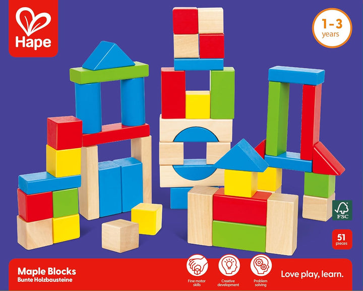 Hape Bloques de armar en madera de arce para niños en