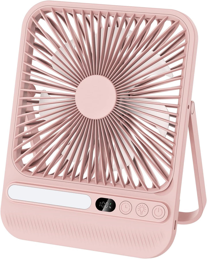 BIVBTP Ventilador de viaje portátil rosa de 8000 mAh con temporizad...