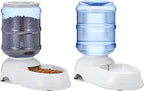Amazon Basics Dispensador automático de agua para mascotas y alimentador de alimentos por gravedad para gatos y perros, fácil de limpiar, alimentador de alimentos de 152 onzas líquidas
