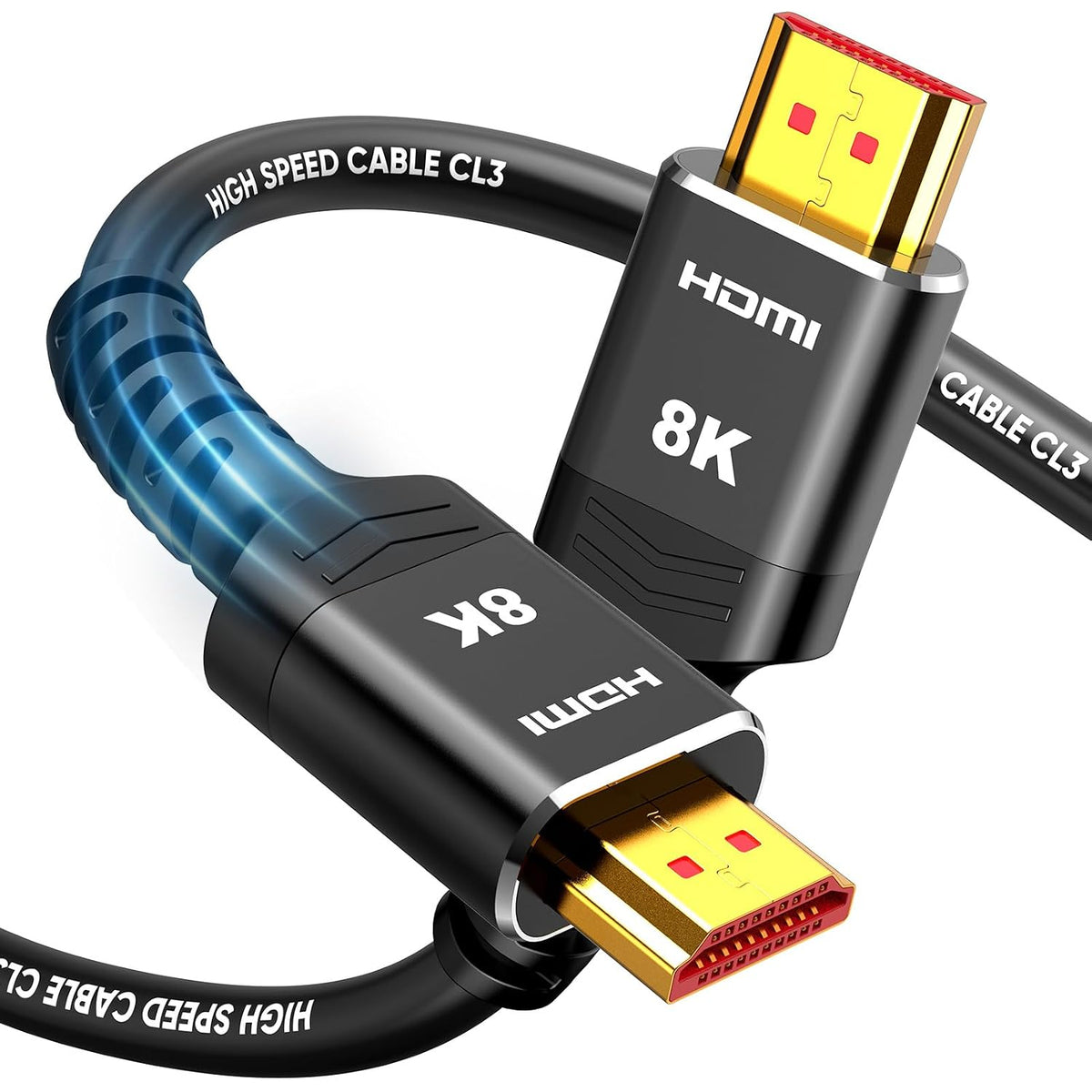 Highwings - Cables HDMI de 25 pies de largo, cable HDMI 8K de ultra-alta velocidad 2.1 [calificado CL3 para instalación en pared, 48 Gbps] 8K@60 4K@120Hz/144Hz, cable HDMI eARC HDCP 2.2 y 2.3