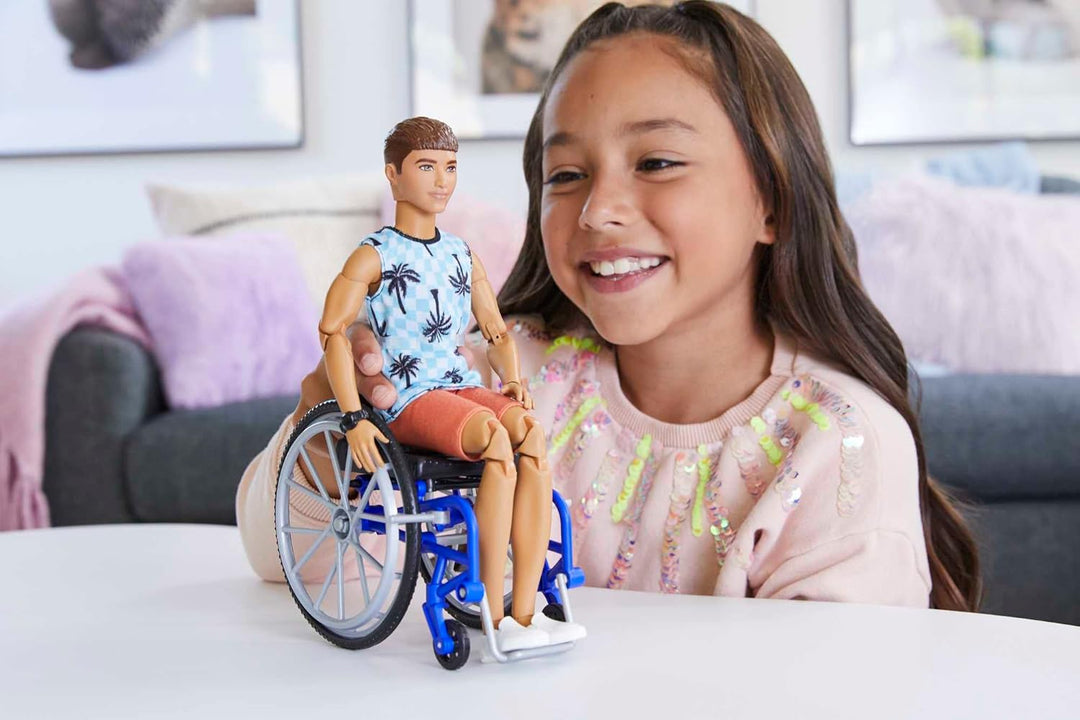 Muñeca Barbie Ken con silla de ruedas y rampa, juguetes para niños,...