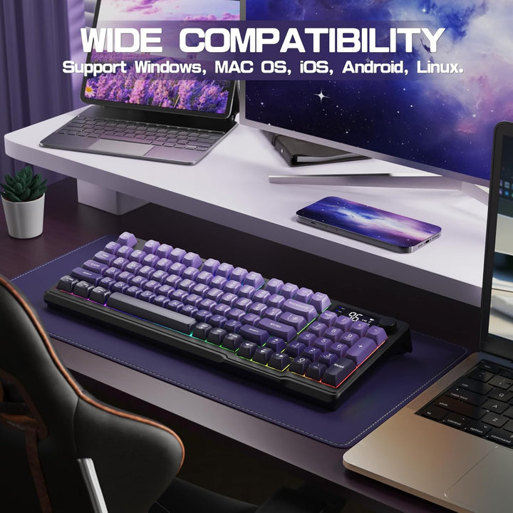 LexonElec M96 - Teclado inalámbrico, perfil bajo, membrana para esc...