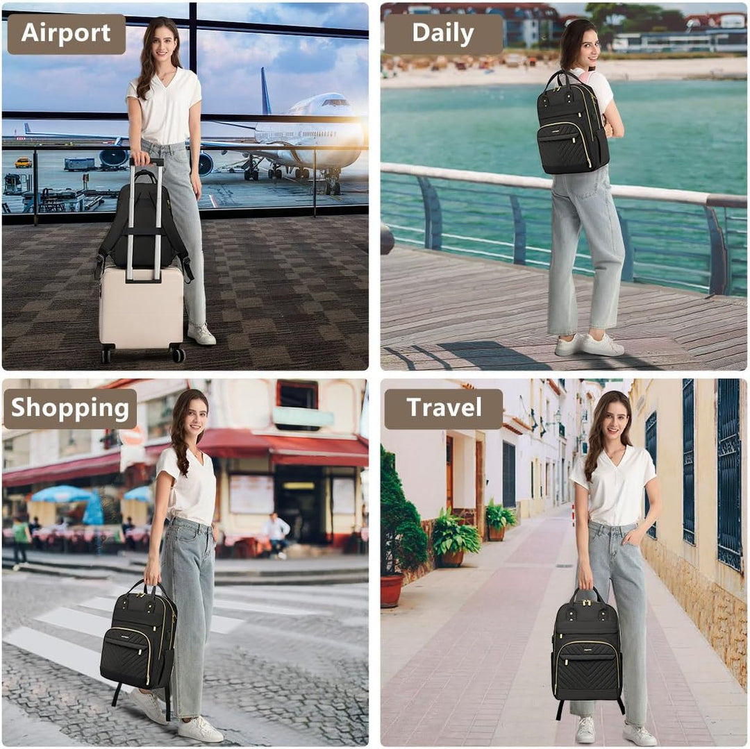bagswan Mochila para Laptop para Mujeres Bolsa, 21-negro, 15,6 pulg.