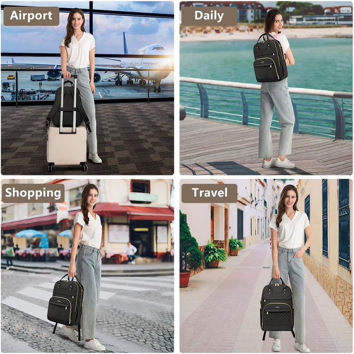 bagswan Mochila para Laptop para Mujeres Bolsa, 21-negro, 15,6 pulg.