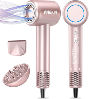 Secador de pelo, secador de pelo iónico de alta velocidad de bajo ruido con motor sin escobillas para secado rápido, secador de pelo compacto silencioso con difusor magnético para cabello rizado para