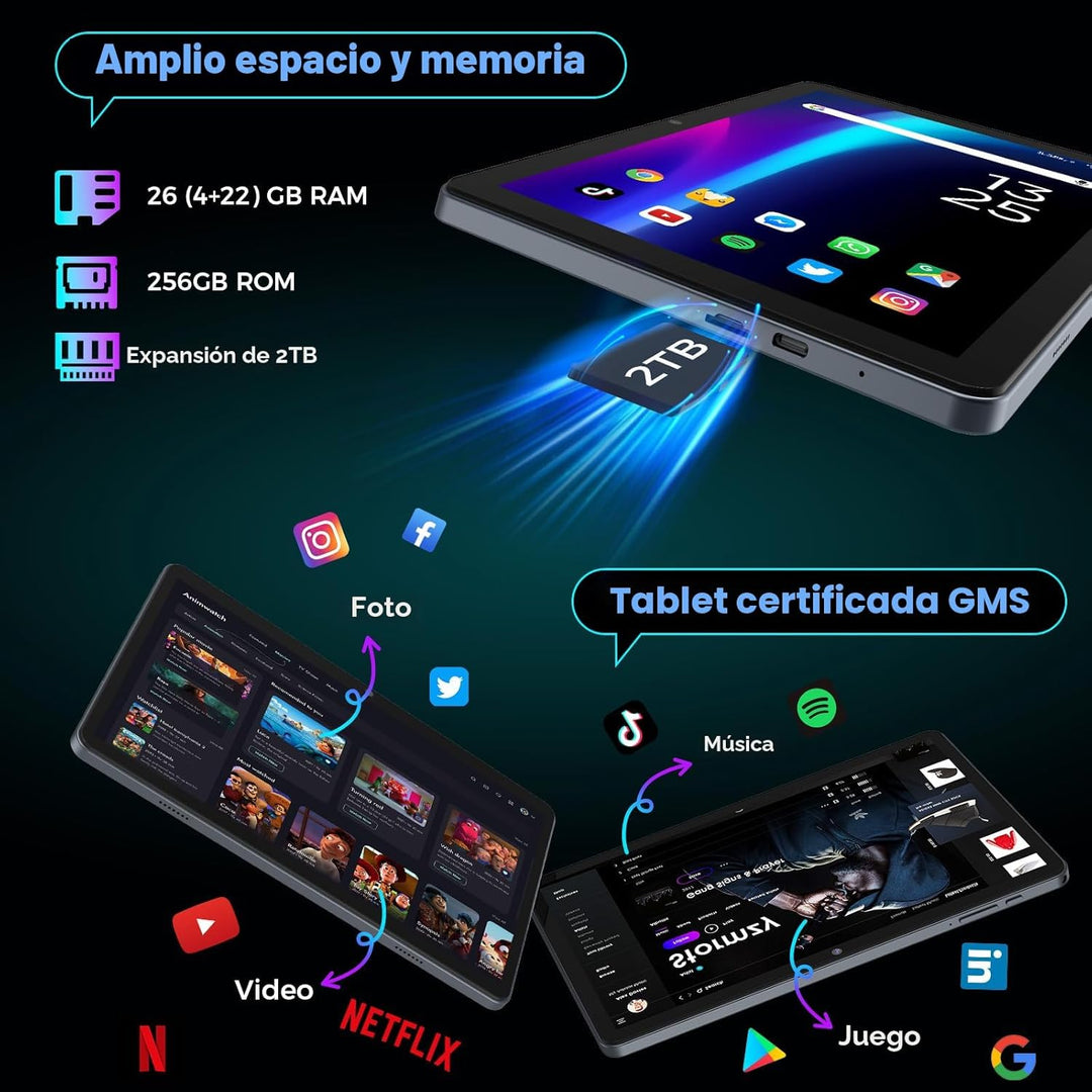 Tableta 2026 Gemini AI Android 16, Tablet de 10 pulgadas con teclad...