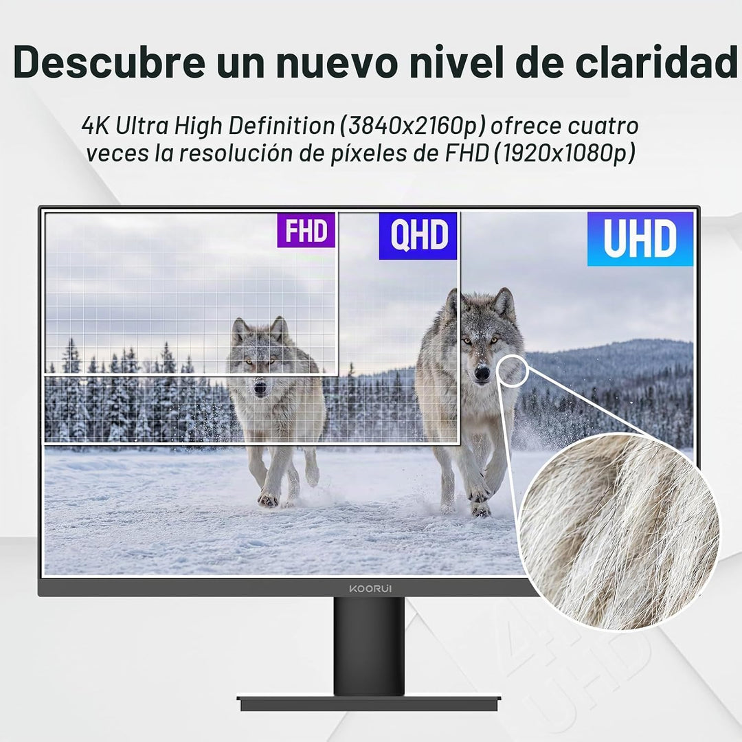 KOORUI Monitor 4K UHD 3840 x 2160 de 32 pulgadas con altavoces inte...