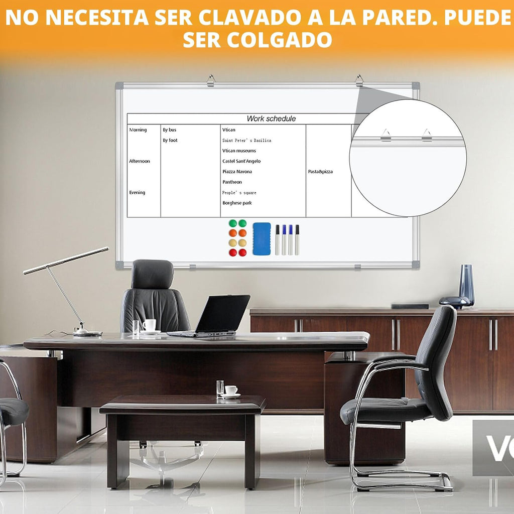 Pizarra de Borrado en Seco para Pared 72"x40" Pizarra Magnética de Presentación de Aluminio con Bandeja Larga para Bolígrafos, Pizarra Blanca Montada en la Pared para Escuela, Oficina y Hogar