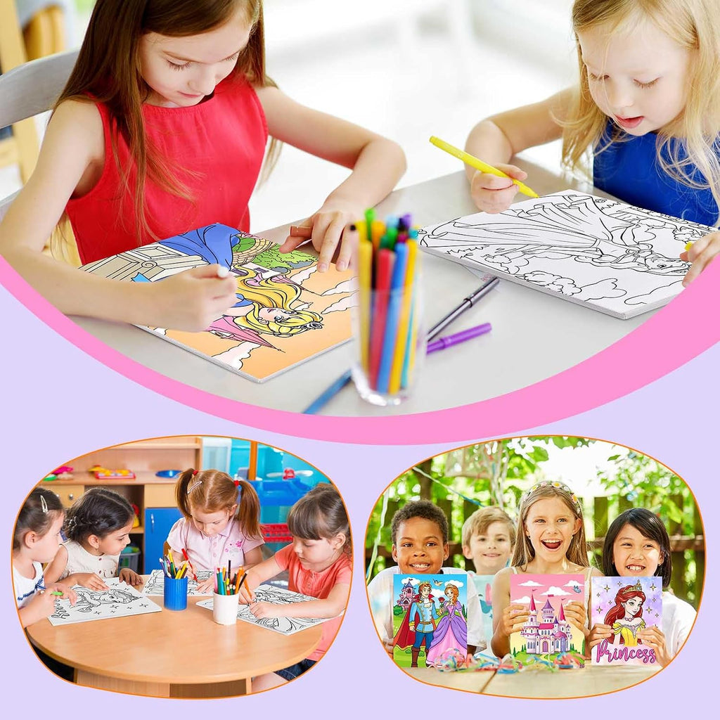 Ctosree - 12 lienzos predibujados para pintura de niños, estirados de 8 x