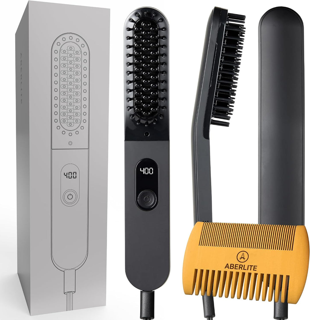 Aberlite Alisador delgado para barba y cabello, peine antiquemadura...