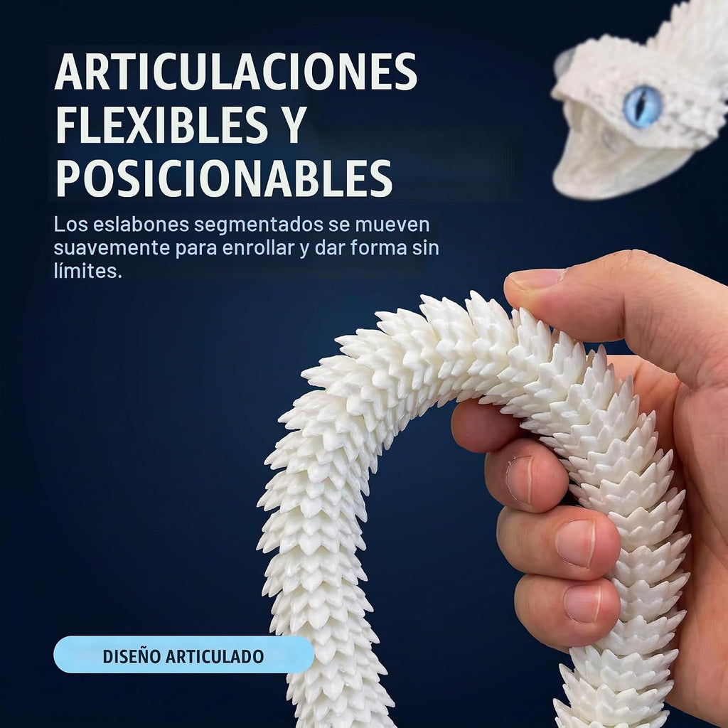 Modelo de serpiente impreso en 3D sobredimensionado de 35.5 in con dientes móviles (Negro Dorado)