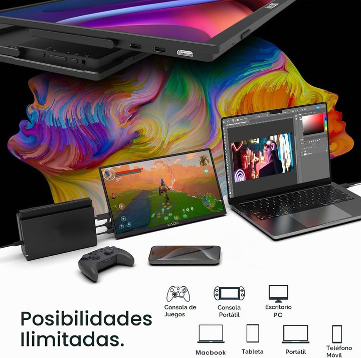 Kado Monitor portátil de 15.6 pulgadas FHD 1080p, carga inversa de...