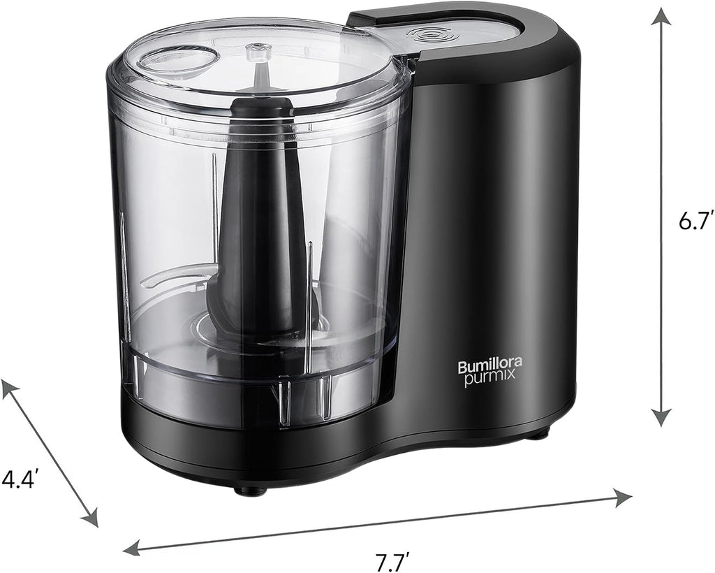 Picador de alimentos eléctrico de 3 tazas, hoja de pulso y acero inoxidable