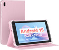 NOVOJOY Tablet de 7 pulgadas con funda, Android 14 Tablet PC, Rosa