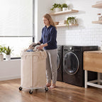 Cesta de lavandería de gran capacidad de 150 litros con ruedas, cesta de ropa y bolsa extraíble para el hogar, lavandería, dormitorio, baño, apartamento, dormitorio