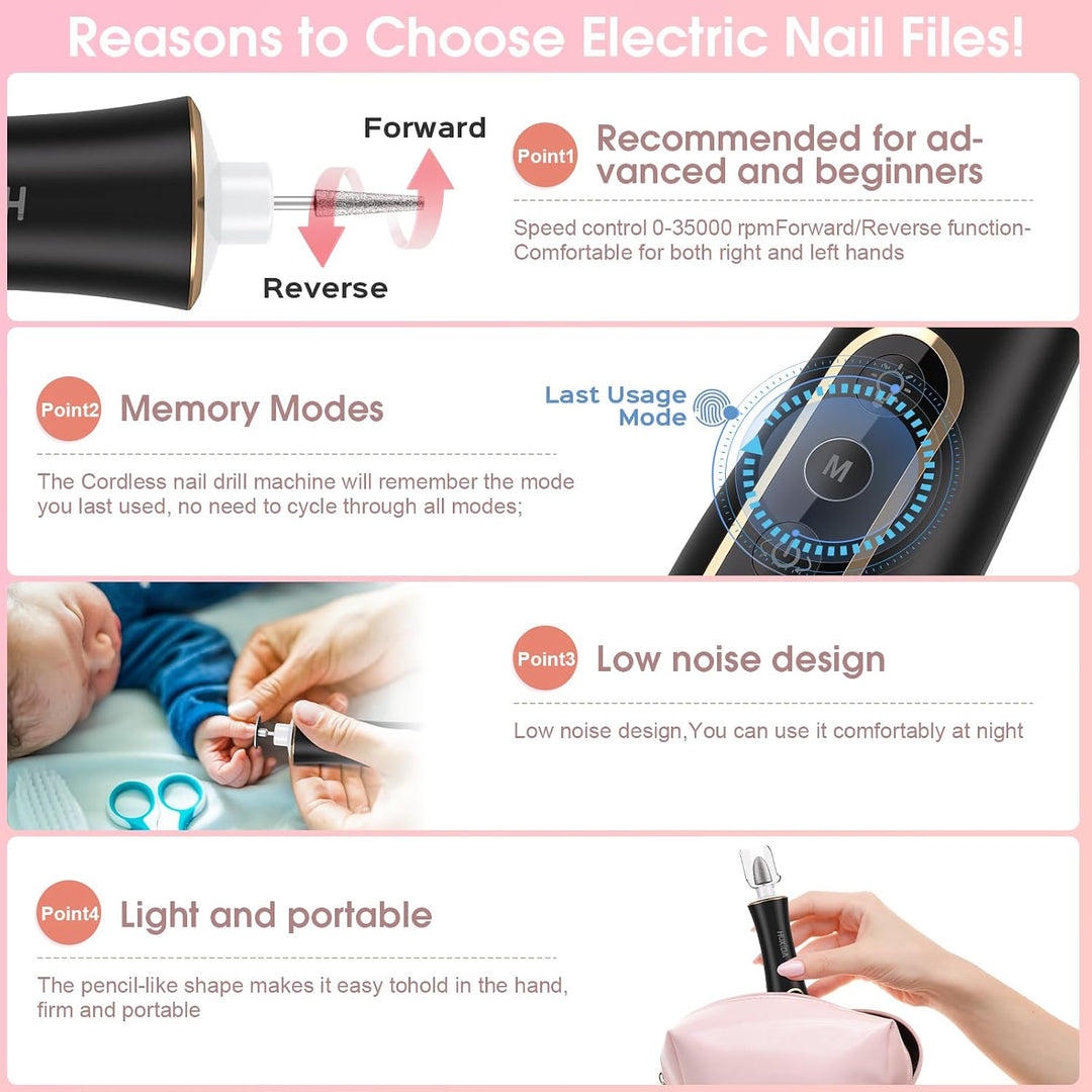 Taladro Eléctrico de Uñas, Kit Profesional de Manicura y Pedicura,...