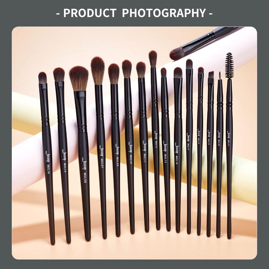 Jessup Juego de brochas de maquillaje veganas con corrector en polv...