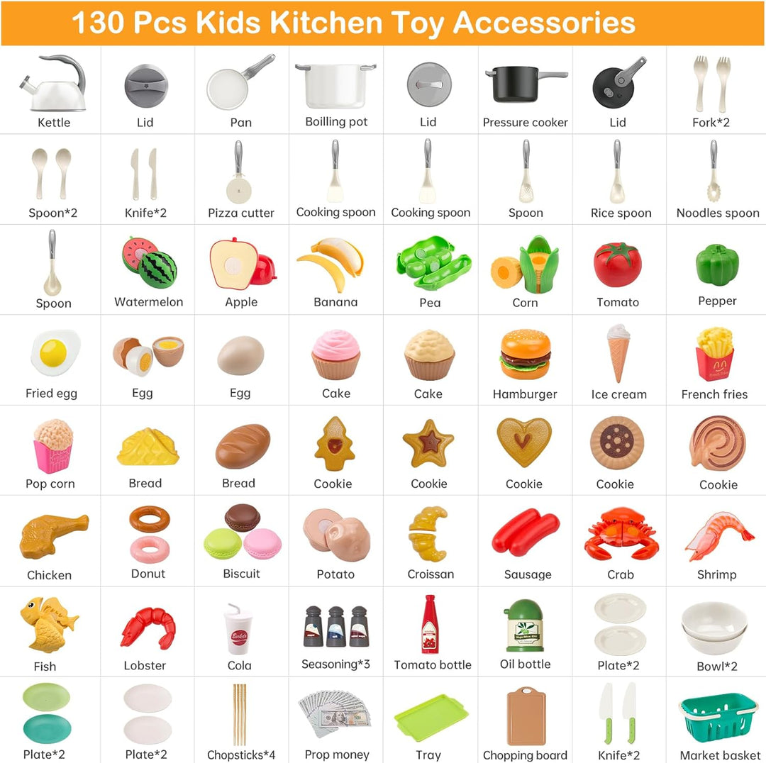 Juego de cocina de 130 piezas, ollas de juego de cocina para niños,...