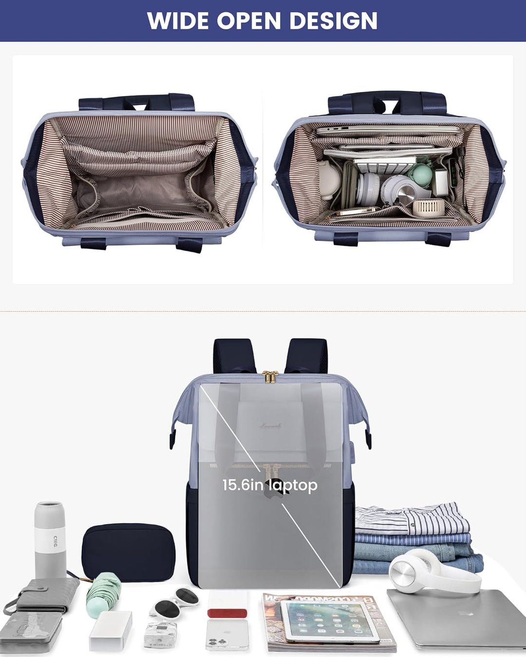 LOVEVOOK Mochila para laptop para mujer, mochila de trabajo convert...