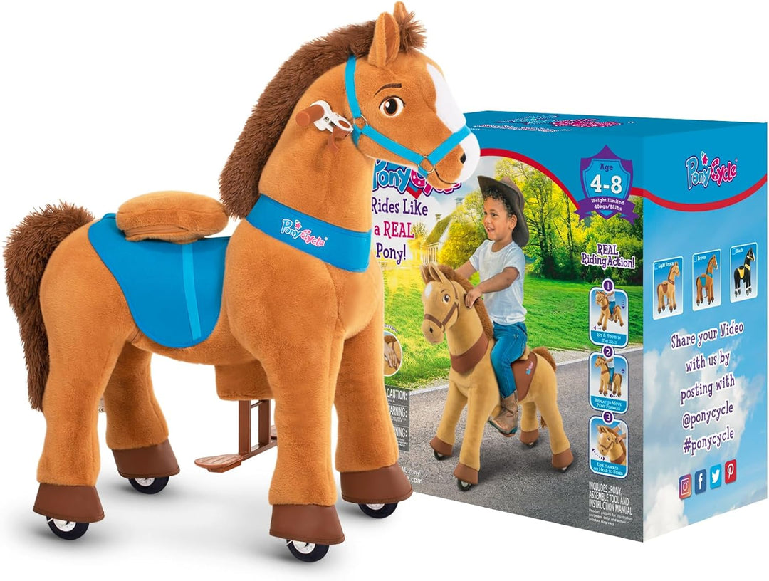 PonyCycle Juguetes de Caballo para Montar para Niños Caballo Marrón...