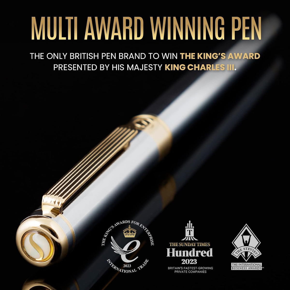 Scriveiner - Bolígrafo de bola cromado plateado – Impresionante pluma de lujo, chapado en oro real, repuesto de tinta Schmidt, el mejor juego de regalo de bolígrafo de bola para hombres y mujeres