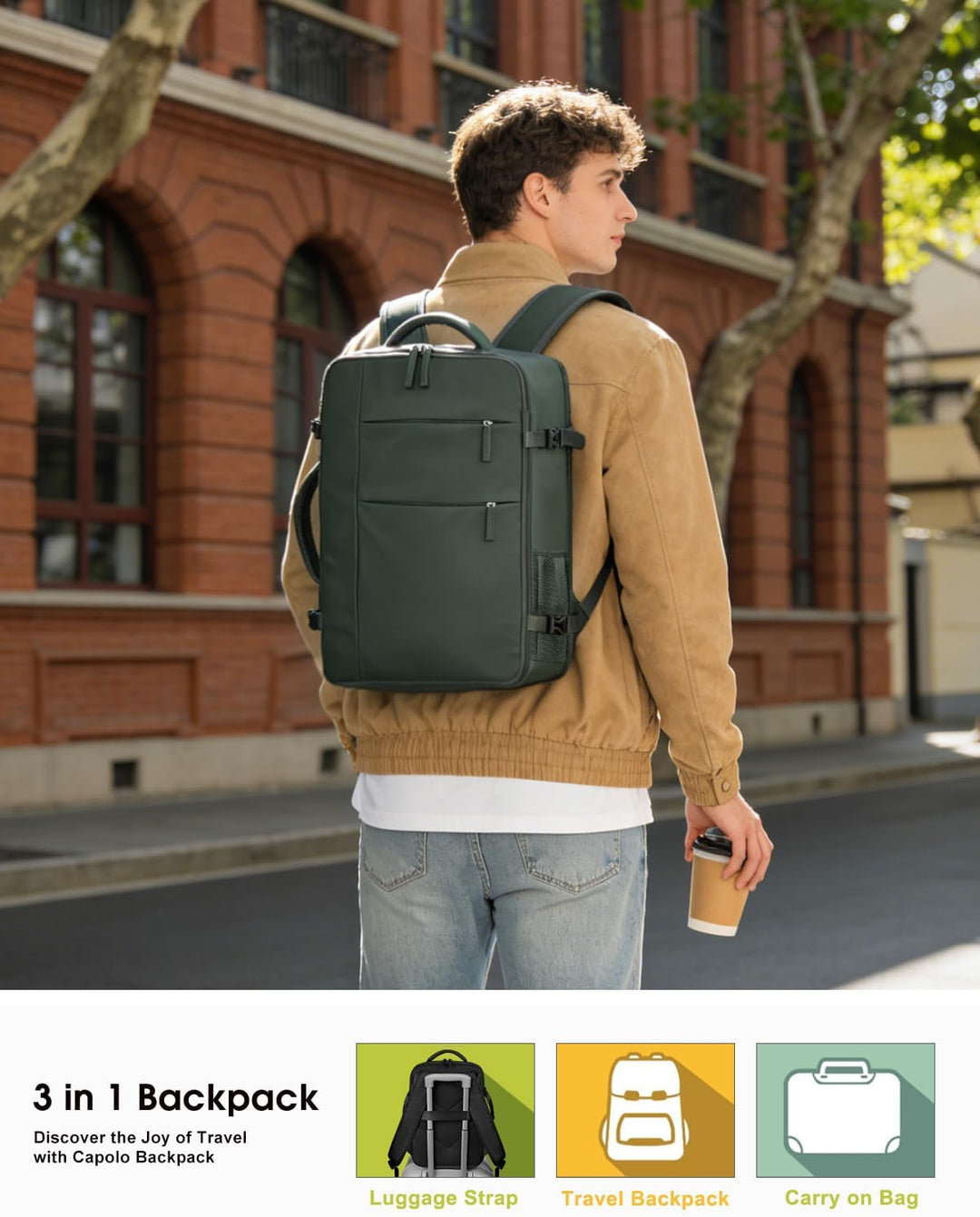 Capolo Mochila de viaje para mujeres y hombres, mochila impermeable...