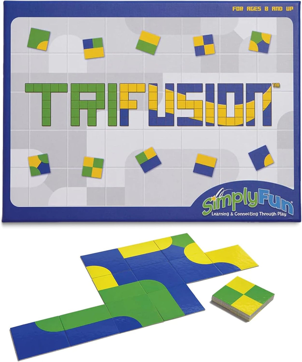 SimplyFun Trifusion - Juego de mesa de estrategia de mapeo visual para niños, 2 a 4 jugadores, a partir de 8 años - Razonamiento espacial, reconocimiento de patrones y planificación - 30 minutos de