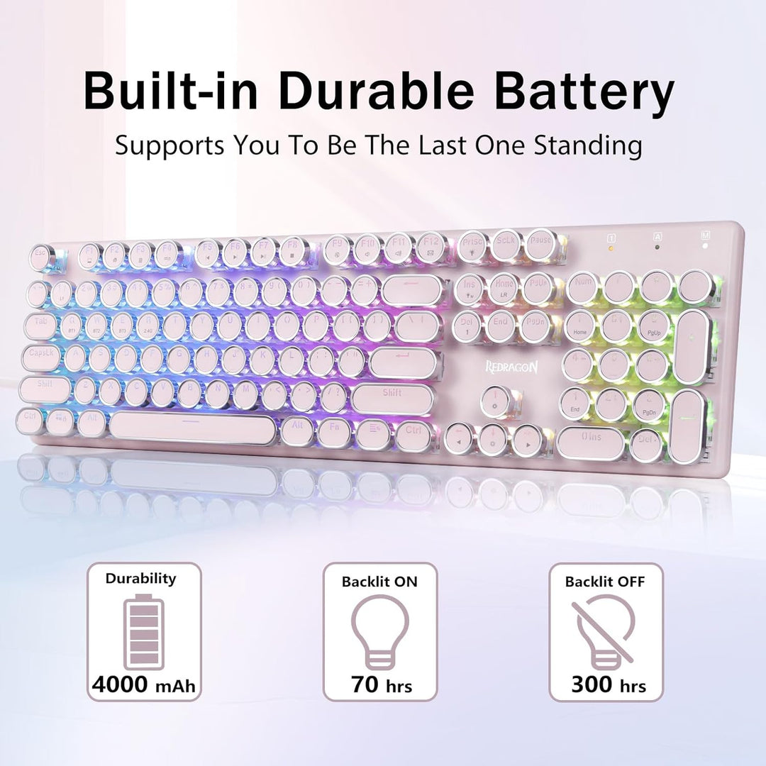 Redragon K710 Teclado Mecánico Inalámbrico Tipo Máquina de Escribir...