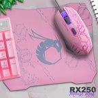 Teclado Gaming rosa y conjunto de auriculares y ratón y alfombrilla, con cable y retroiluminación LED RGB - 4 en 1 edici f3n Hornet RX-250 para usuarios de PC, Xbox, PS4, PS5 y Nintendo Switch