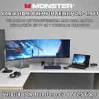 Monster Cable HDMI 2.0 de alta calidad certificado Serie M, 22.5 Gbps, 4K UHD 60Hz, blindaje de triple capa, chaqueta Duraflex, cable HDMI para TV, monitor, juegos, PC, 4.9 pies