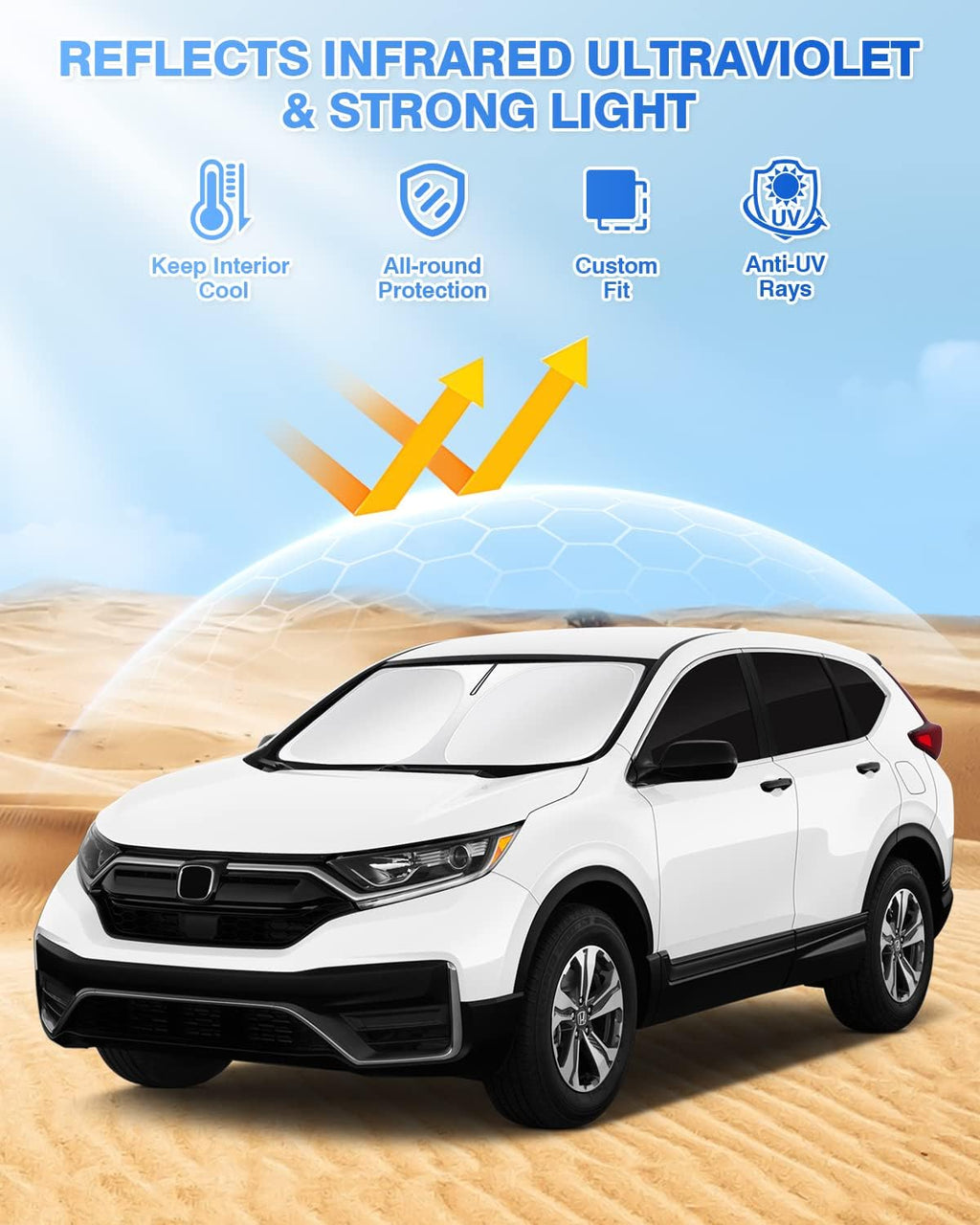 Persianas de ventana para Honda CRV 2017-2022 CR-V 2017-2022, accesorios para parabrisas de ventana lateral y trasera, protección de privacidad para camping, mantiene el vehículo fresco, color negro, 8 unidades