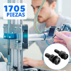 Kit de Surtido de Tornillos de Máquina de 1705 Piezas, Kit de Pernos y Tuercas Métricas M2 M3 M4 M5 con Arandelas de Seguridad y Planas, Juego de Tornillos de Cabeza Hexagonal de Botón de Acero