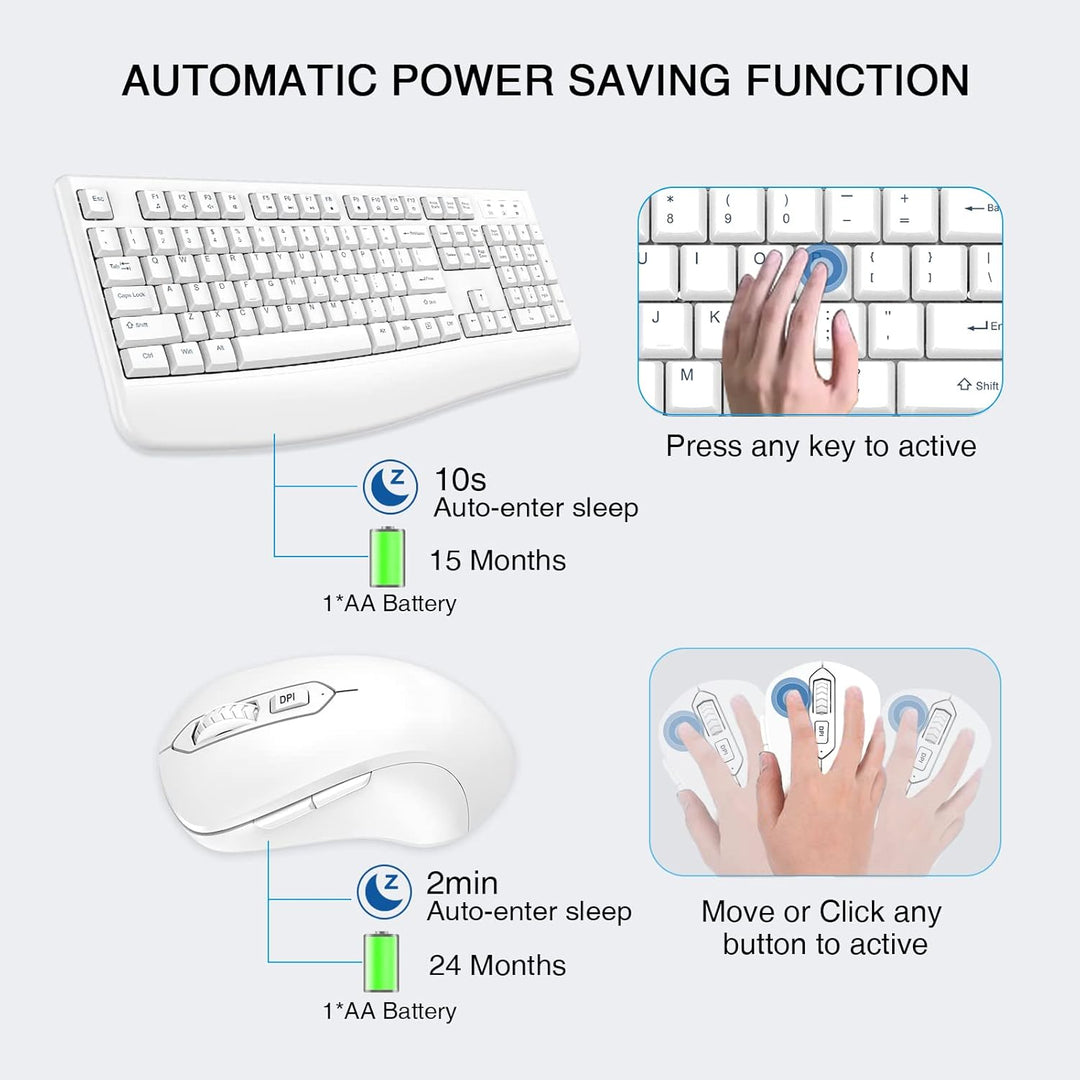 Combo de teclado y mouse inalámbricos, teclado inalámbrico de tamañ...