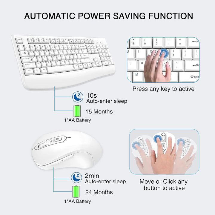 Combo de teclado y mouse inalámbricos, teclado inalámbrico de tamañ...