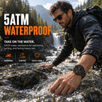 WalkerFit Reloj inteligente resistente para hombre, GPS independiente, rastreador táctico con altímetro, brújula, batería de 550 mAh, AMOLED de 1.43 pulgadas, cuerpo de metal, resistente al agua 5 ATM