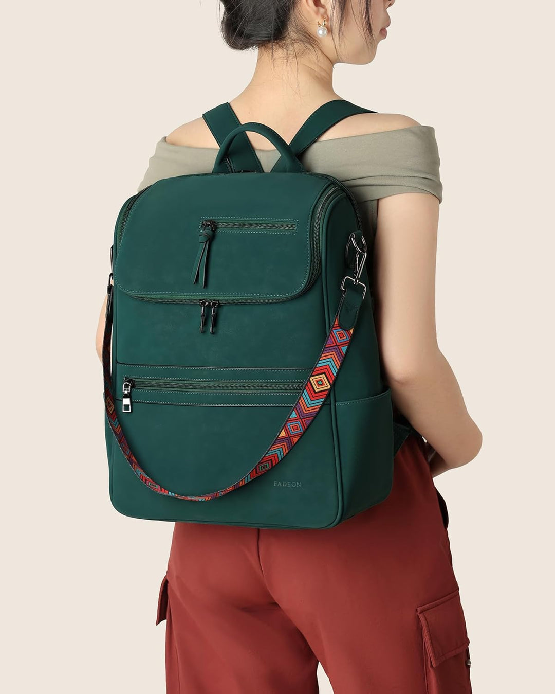 FADEON Mochila para computadora portátil para mujer, mochila de via...