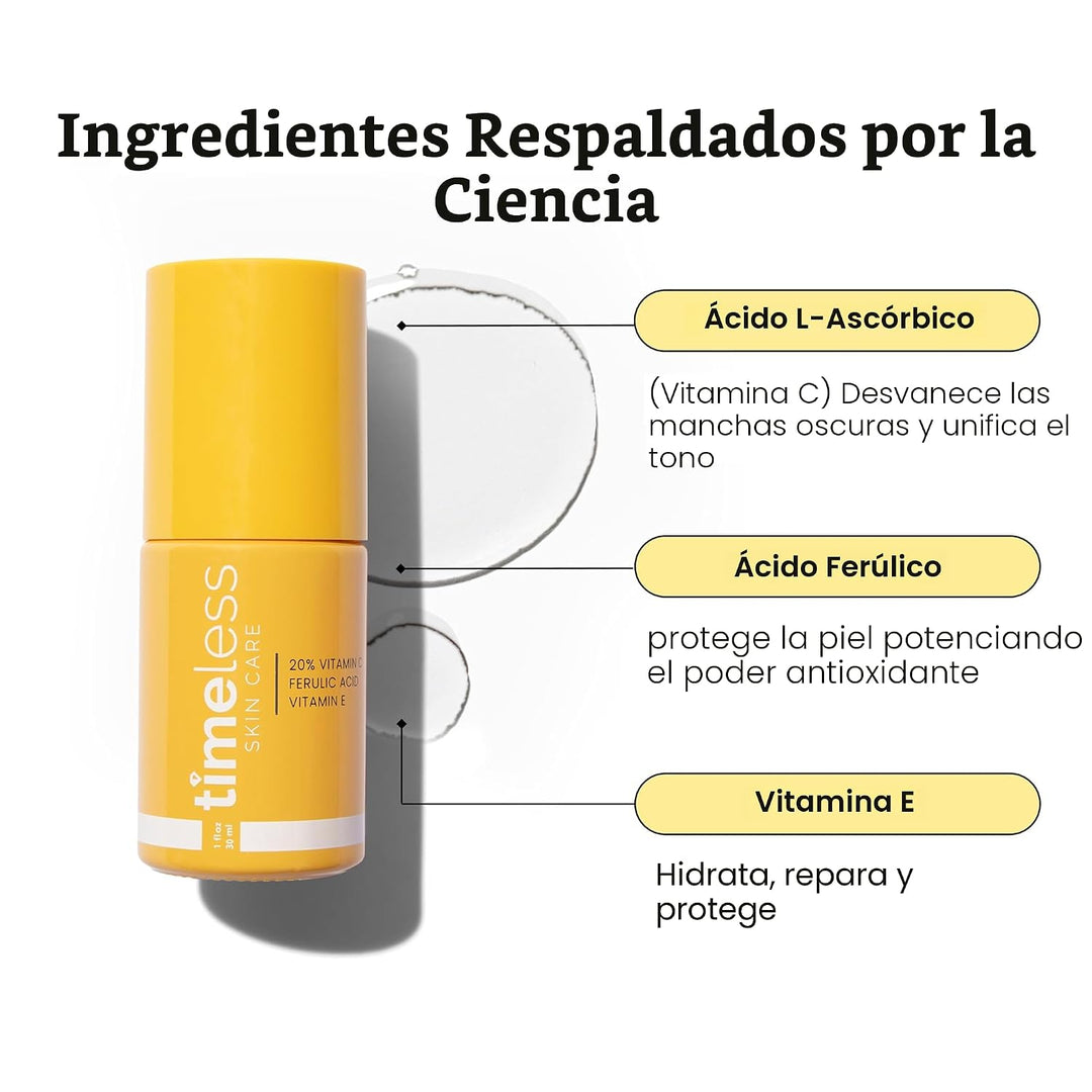 20 % de vitamina C + E suero de ácido ferúlico de 1 oz por Timeless...